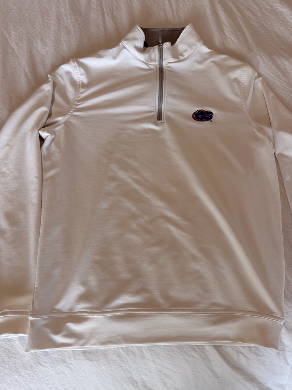 Men's Peter Millar Florida Gators White Quarter-Zip Pullover Sweater Small